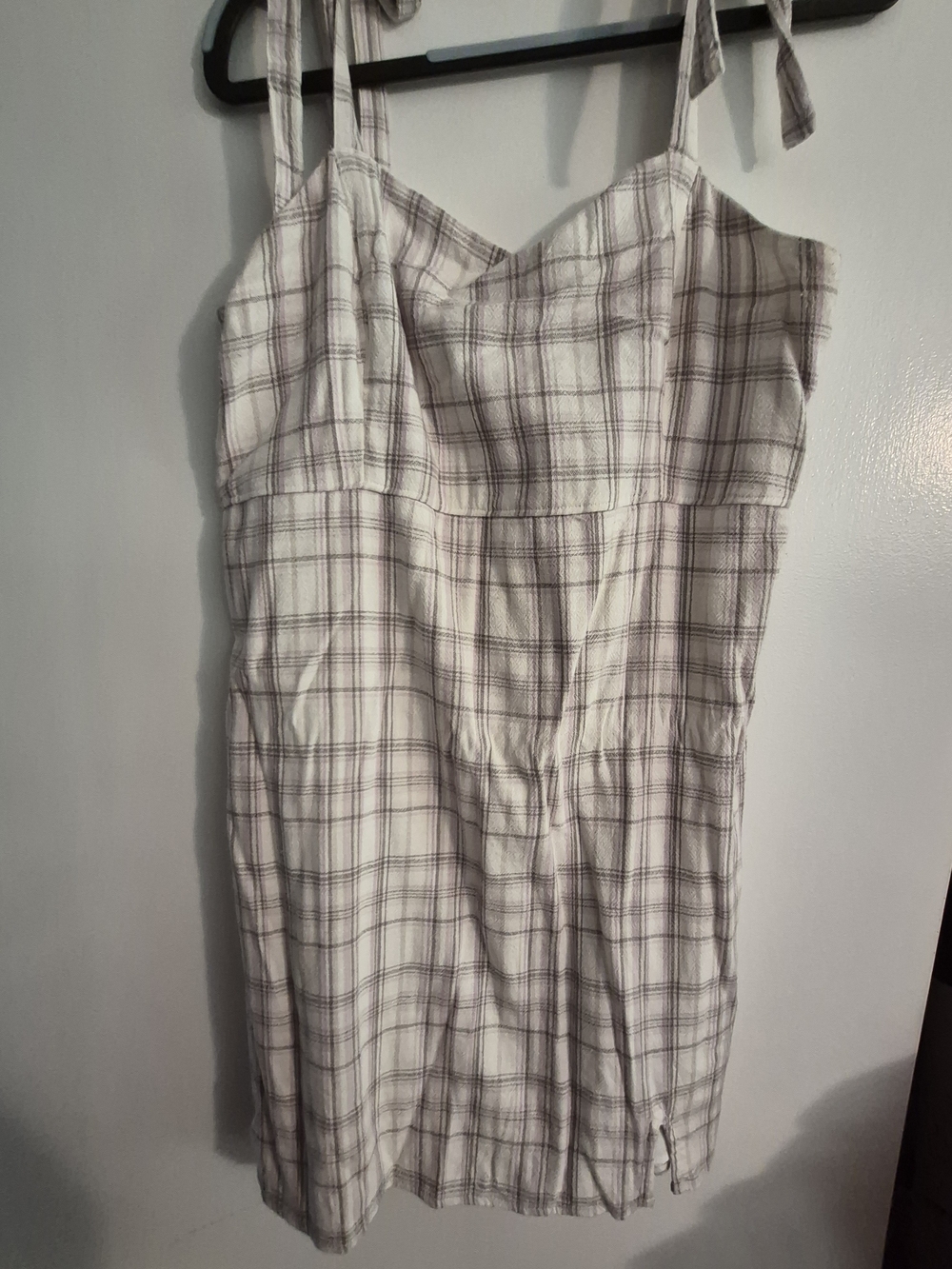 Hollister White Plaid Tie-Strap Sundress